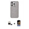 ieg™ iPhone 14 Pro Max Kılıf Vadi Özel Seri - Siyah Buffer Hayalet Cam Ekran Koruyucu + Gold Bilvis Titan Kamera Lens