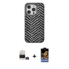 ieg™ iPhone 14 Pro Max Kılıf Vadi Özel Seri - Siyah Buffer Hayalet Cam Ekran Koruyucu + Gold Bilvis Titan Kamera Lens