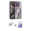 ieg™ iPhone 14 Pro Max Kılıf Yadigar Asil Koleksiyonu - Siyah Bilvis 5in1 5D Magic Hayalet Cam Ekran Koruyucu + Gold Band Metal Kamera Lens