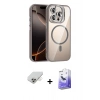 ieg™ iPhone 14 Pro Max Kılıf Yadigar Asil Koleksiyonu - Siyah Bilvis 5in1 5D Magic Hayalet Cam Ekran Koruyucu + Gold Band Metal Kamera Lens