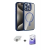 ieg™ iPhone 14 Pro Max Kılıf Yadigar Asil Koleksiyonu - Siyah Bilvis 5in1 5D Magic Hayalet Cam Ekran Koruyucu + Gold Band Metal Kamera Lens