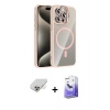 ieg™ iPhone 14 Pro Max Kılıf Yadigar Asil Koleksiyonu - Siyah Bilvis 5in1 5D Magic Hayalet Cam Ekran Koruyucu + Gold Band Metal Kamera Lens