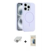 ieg™ iPhone 14 Pro Max Kılıf Yankı Form Serisi - Siyah 6D Mat Seramik Hayalet Nano Ekran Koruyucu + Gold Band Metal Kamera Lens