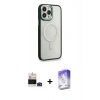 ieg™ iPhone 14 Pro Max Kılıf Yankı Işık Özel Seri - Siyah Bilvis 5in1 3D Magic Cam Ekran Koruyucu + Derin Mor Bilvis Titan Kamera Lens