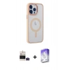 ieg™ iPhone 14 Pro Max Kılıf Yankı Işık Özel Seri - Siyah Bilvis 5in1 3D Magic Cam Ekran Koruyucu + Derin Mor Bilvis Titan Kamera Lens
