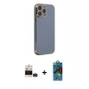 ieg™ iPhone 14 Pro Max Kılıf Yankı Serisi - Siyah 18D Cam Ekran Koruyucu + Derin Mor Bilvis Titan Kamera Lens