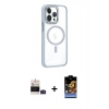 ieg™ iPhone 14 Pro Max Kılıf Yörünge Klasik - Siyah Buffer Hayalet Cam Ekran Koruyucu + Derin Mor Bilvis Titan Kamera Lens