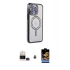 ieg™ iPhone 14 Pro Max Kılıf Zirve Doku Prime - Siyah Buffer Hayalet Cam Ekran Koruyucu + Gold Bilvis Titan Kamera Lens