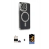 ieg™ iPhone 14 Pro Max Kılıf Zirve Doku Prime - Siyah Buffer Hayalet Cam Ekran Koruyucu + Gold Bilvis Titan Kamera Lens