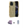 ieg™ iPhone 15 Kılıf Eksen Çizgi - Siyah Joko Magic 5D Cam + Mavi Raze Metal Kamera Lens