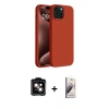 ieg™ iPhone 15 Kılıf Kozmos Yansıma Özel Seri - Siyah Bilvis 3D Mat Cam Ekran Koruyucu + Turuncu PVD Metal Kamera Lens