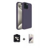 ieg™ iPhone 15 Kılıf Kozmos Yansıma Özel Seri - Siyah Bilvis 3D Mat Cam Ekran Koruyucu + Turuncu PVD Metal Kamera Lens