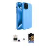 ieg™ iPhone 15 Kılıf Kozmos Yansıma Özel Seri - Siyah Buffer Hayalet Cam Ekran Koruyucu + Pembe Bilvis Titan Kamera Lens