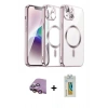 ieg™ iPhone 15 Kılıf Nova Işık Özel Seri - Siyah Polymer Nano Ekran Koruyucu + Pembe Raze Metal Kamera Lens