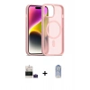 ieg™ iPhone 15 Kılıf Siluet Minimal Prime - Siyah Joko Magic 5D Cam + Pembe Bilvis Titan Kamera Lens