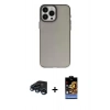 ieg™ iPhone 15 Pro Kılıf Ahenk Çizgi Prime - Siyah Buffer Hayalet Cam Ekran Koruyucu + Lacivert Raze Metal Kamera Lens