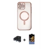 ieg™ iPhone 15 Pro Kılıf Nova Işık Özel Seri - Siyah Buffer Hayalet Cam Ekran Koruyucu + Lacivert Raze Metal Kamera Lens