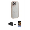 ieg™ iPhone 15 Pro Kılıf Yankı Işık Özel Seri - Siyah Buffer Hayalet Cam Ekran Koruyucu + Siyah Raze Metal Kamera Lens