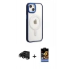 ieg™ iPhone 15 Pro Kılıf Yankı Işık Özel Seri - Siyah Buffer Hayalet Cam Ekran Koruyucu + Siyah Raze Metal Kamera Lens