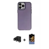 ieg™ iPhone 15 Pro Max Kılıf Ahenk Çizgi Prime - Siyah Buffer Hayalet Cam Ekran Koruyucu + Siyah Raze Metal Kamera Lens
