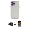ieg™ iPhone 15 Pro Max Kılıf Ahenk Çizgi Serisi - Siyah Buffer Hayalet Cam Ekran Koruyucu + Titanyum Gri Raze Metal Kamera Lens