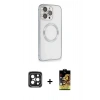 ieg™ iPhone 15 Pro Max Kılıf Ahenk Işık Serisi - Siyah Buffer Cam Ekran Koruyucu + Siyah PVD Metal Kamera Lens