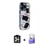ieg™ iPhone 15 Pro Max Kılıf Ahenk Modern Serisi - Siyah Bilvis 5in1 5D Magic Hayalet Cam Ekran Koruyucu + Turuncu PVD Metal Kamera Lens