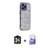 ieg™ iPhone 15 Pro Max Kılıf Ahenk Modern Serisi - Siyah Bilvis 5in1 5D Magic Hayalet Cam Ekran Koruyucu + Turuncu PVD Metal Kamera Lens