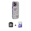 ieg™ iPhone 15 Pro Max Kılıf Ahenk Modern Serisi - Siyah Bilvis 5in1 5D Magic Hayalet Cam Ekran Koruyucu + Turuncu PVD Metal Kamera Lens