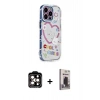 ieg™ iPhone 15 Pro Max Kılıf Ahenk Modern Serisi - Siyah Bilvis Hayalet Cam Ekran Koruyucu + Turuncu PVD Metal Kamera Lens