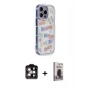 ieg™ iPhone 15 Pro Max Kılıf Ahenk Modern Serisi - Siyah Bilvis Hayalet Cam Ekran Koruyucu + Turuncu PVD Metal Kamera Lens
