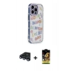 ieg™ iPhone 15 Pro Max Kılıf Ahenk Modern Serisi - Siyah Buffer Cam Ekran Koruyucu + Lacivert Raze Metal Kamera Lens