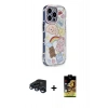 ieg™ iPhone 15 Pro Max Kılıf Ahenk Modern Serisi - Siyah Buffer Cam Ekran Koruyucu + Lacivert Raze Metal Kamera Lens