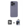 ieg™ iPhone 15 Pro Max Kılıf Ahenk Serisi - Siyah Vanessa Magic Cam + Siyah PVD Metal Kamera Lens