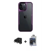 ieg™ iPhone 15 Pro Max Kılıf Akış Çizgi Koleksiyonu - Siyah Vanessa Magic Cam + Siyah Raze Metal Kamera Lens
