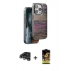 ieg™ iPhone 15 Pro Max Kılıf Atlas Minimal Özel Seri - Siyah Buffer Cam Ekran Koruyucu + Gümüş Raze Metal Kamera Lens
