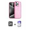 ieg™ iPhone 15 Pro Max Kılıf Eksen Doku Koleksiyonu - Siyah Bilvis 5in1 3D Magic Cam Ekran Koruyucu + Siyah PVD Metal Kamera Lens