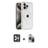 ieg™ iPhone 15 Pro Max Kılıf Eksen Form Koleksiyonu - Siyah Vanessa Magic Hayalet Cam + Siyah PVD Metal Kamera Lens