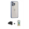 ieg™ iPhone 15 Pro Max Kılıf Eksen Form Serisi - Siyah Polymer Nano Ekran Koruyucu + Siyah Raze Metal Kamera Lens
