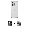 ieg™ iPhone 15 Pro Max Kılıf Eksen Form Serisi - Siyah Vanessa Magic Hayalet Cam + Turuncu PVD Metal Kamera Lens