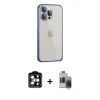 ieg™ iPhone 15 Pro Max Kılıf Eksen Form Serisi - Siyah Vanessa Magic Hayalet Cam + Turuncu PVD Metal Kamera Lens