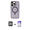 ieg™ iPhone 15 Pro Max Kılıf Eksen Işık Prime - Siyah Bilvis 5in1 3D Magic Cam Ekran Koruyucu + Siyah PVD Metal Kamera Lens