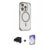 ieg™ iPhone 15 Pro Max Kılıf Eksen Klasik Koleksiyonu - Siyah Bilvis 5in1 3D Magic Cam Ekran Koruyucu + Siyah Raze Metal Kamera Lens