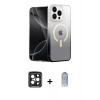 ieg™ iPhone 15 Pro Max Kılıf Eksen Minimal Özel Seri - Siyah Joko Magic 5D Cam + Siyah PVD Metal Kamera Lens