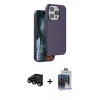 ieg™ iPhone 15 Pro Max Kılıf Kıvılcım Çizgi Serisi - Siyah Vanessa Magic Cam + Siyah Raze Metal Kamera Lens