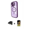 ieg™ iPhone 15 Pro Max Kılıf Kıvılcım Modern Koleksiyonu - Siyah Buffer Cam Ekran Koruyucu + Gümüş Raze Metal Kamera Lens