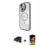 ieg™ iPhone 15 Pro Max Kılıf Kıvılcım Modern Koleksiyonu - Siyah Buffer Cam Ekran Koruyucu + Gümüş Raze Metal Kamera Lens
