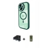 ieg™ iPhone 15 Pro Max Kılıf Kıvılcım Modern Koleksiyonu - Siyah Joko Magic 5D Hayalet Cam + Lacivert Raze Metal Kamera Lens