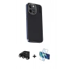 ieg™ iPhone 15 Pro Max Kılıf Kıvılcım Modern Özel Seri - Siyah 3D Antistatik Seramik Nano Ekran Koruyucu + Siyah Raze Metal Kamera Lens