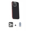 ieg™ iPhone 15 Pro Max Kılıf Kıvılcım Modern Özel Seri - Siyah Joko Magic 5D Cam + Gümüş PVD Metal Kamera Lens